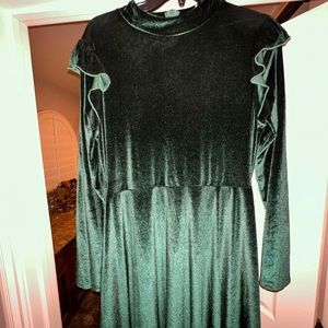 Perfect holiday dress! Green velvet!